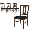 Set of 4 walnut wooden dining chairs with upholstered seats, ergonomic high curved backs for comfort and style.