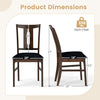 Set of 4 wooden upholstered dining chairs in walnut, featuring a high curved back and dimensions for ergonomic comfort.