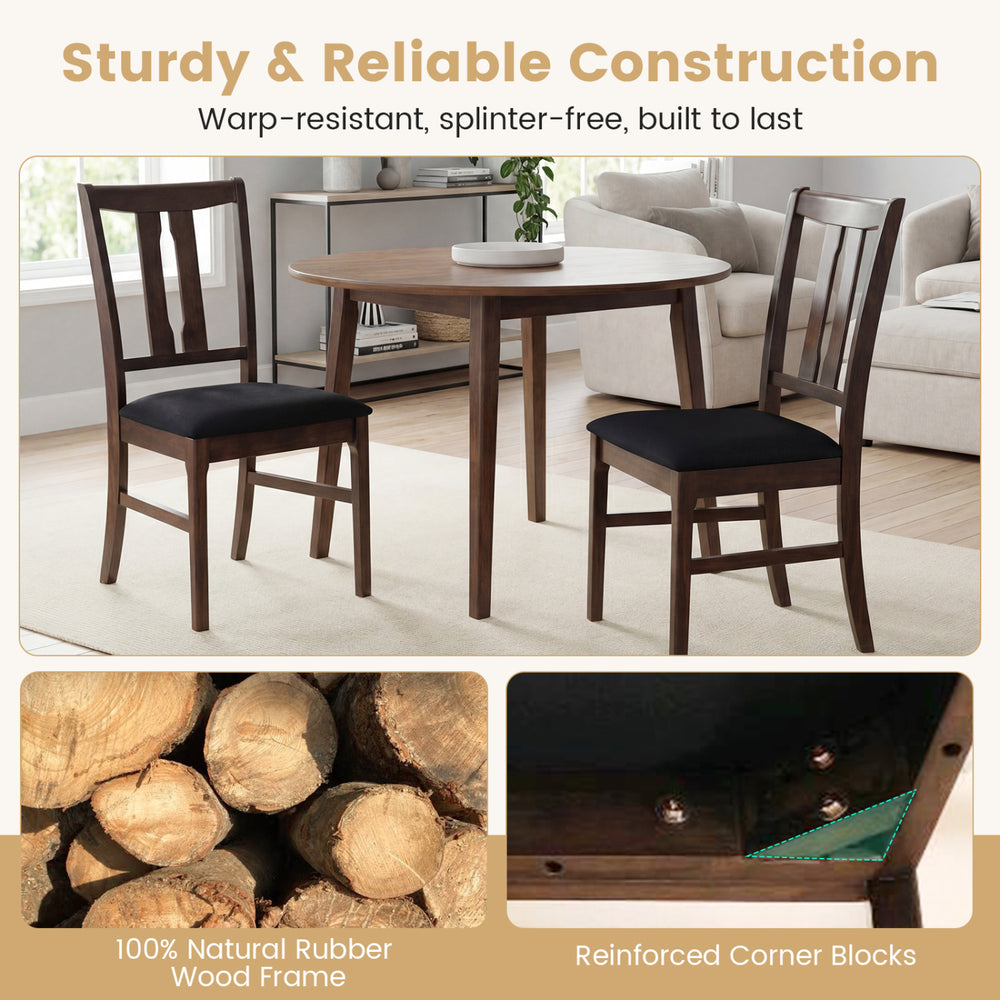 Set of 4 walnut dining chairs with high curved back, upholstered seat, and ergonomic design for comfortable dining.
