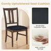 Wooden dining chair with high curved back and black upholstered seat cushion, featuring breathable polyester fabric for.