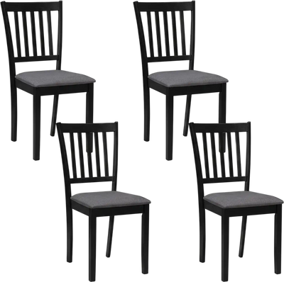 Costway Set of 4 Upholstered Wooden Dining Chairs Rubber Wood Frame 22312162 New