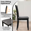 Wooden upholstered dining chair with a curved slatted backrest and thick padded seat for comfortable, spacious seating.