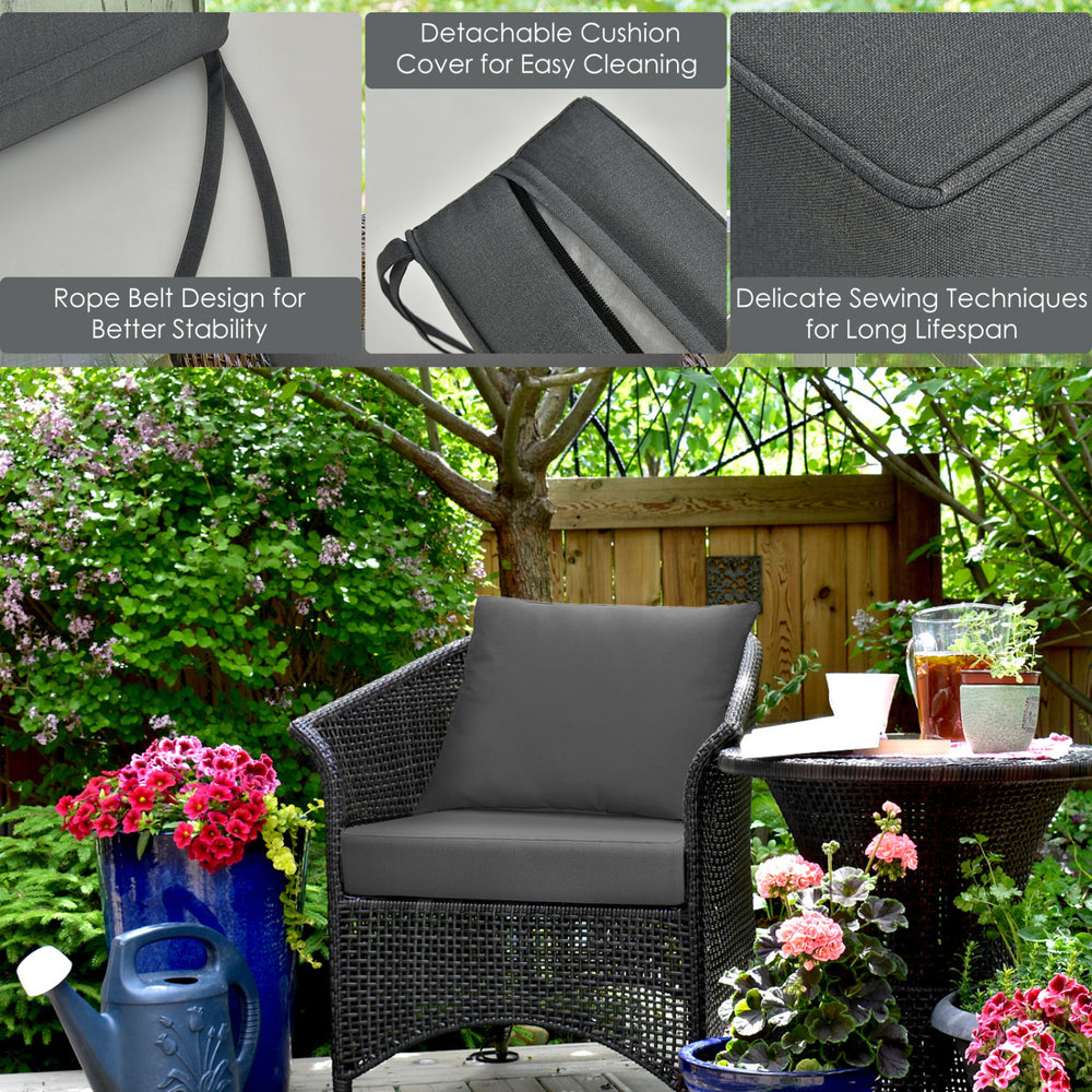 Gray deep seat chair cushion pad set featuring detachable covers and rope belts for stability, perfect for indoor and.