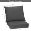 Gray deep seat chair cushion pads set dimensions with thick backrest and rope belts for indoor and outdoor use.