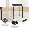 Black portable plastic stack stool with breathable PP seat and anti-slip foot pads, ideal for home or office use.