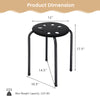Black portable plastic stack stool with a sturdy steel frame, 8 breathable holes, and non-slip foot pads for stability.