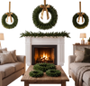 Set of 6 unlit artificial Christmas wreaths with vibrant green leaves, perfect for festive indoor and outdoor decoration.