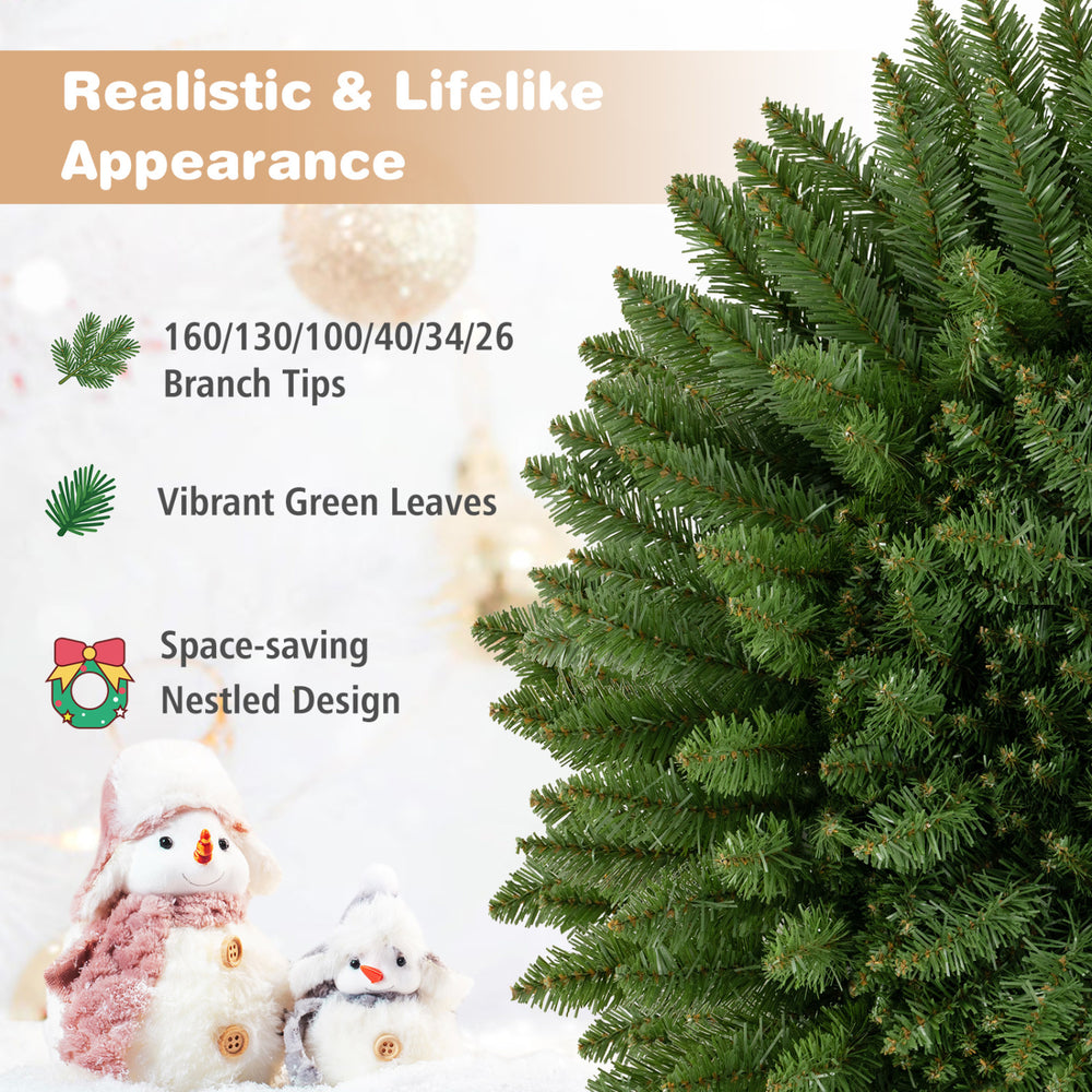 Set of 6 unlit artificial Christmas wreaths with vibrant green leaves and realistic appearance for versatile holiday decor.
