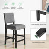Counter height chair with a durable rubber wood frame, cushioned seat, and stylish rivets for comfortable dining.