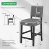 Counter height chair with a solid rubber wood frame, cushioned seat, and decorative rivets for stylish comfort.