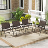 Set of 4 Patio Folding Chairs Set Dining Chairs with Armrests-Brown - Gallery View 1 of 10