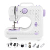 Mini sewing machine in white and lavender with 12 built-in stitches, ideal for beginners and home DIY projects.