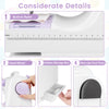 Built-in ruler and hand wheel of the mini sewing machine for beginners, featuring hidden storage box and non-slip foot.