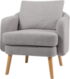 Sherpa accent chair in grey with a thick seat cushion and rubber wood legs, perfect for modern living room decor.