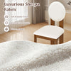 White Sherpa dining chair with rubber wood legs, featuring a round backrest and soft sponge cushion for comfort.