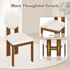 White sherpa dining chair with rubber wood legs, featuring a round backrest and wide seat for comfort and stability.