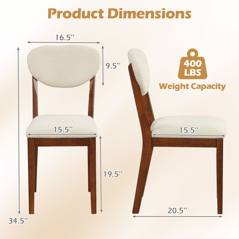 Sherpa dining chair dimensions with rubber wood legs, 400 lbs capacity, ergonomic design for comfort and stability.