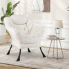 Sherpa Upholstered Accent Chair with Cozy Head Pillow-Beige - Gallery View 1 of 9