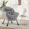 Cozy gray Sherpa upholstered accent chair with ergonomic design and soft head pillow, perfect for living rooms or home.