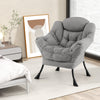 Cozy gray sherpa accent chair with ergonomic design and head pillow, perfect for living rooms or home offices.