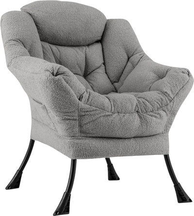 Costway Sherpa Upholstered Accent Chair w/ Cozy Head Pillow 57392864 New