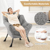 Sherpa upholstered accent chair in gray with ergonomic design, soft head pillow, and side pocket for home organization.