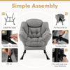 Sherpa upholstered accent chair in gray with cozy head pillow, featuring ergonomic design and easy 6-step assembly.