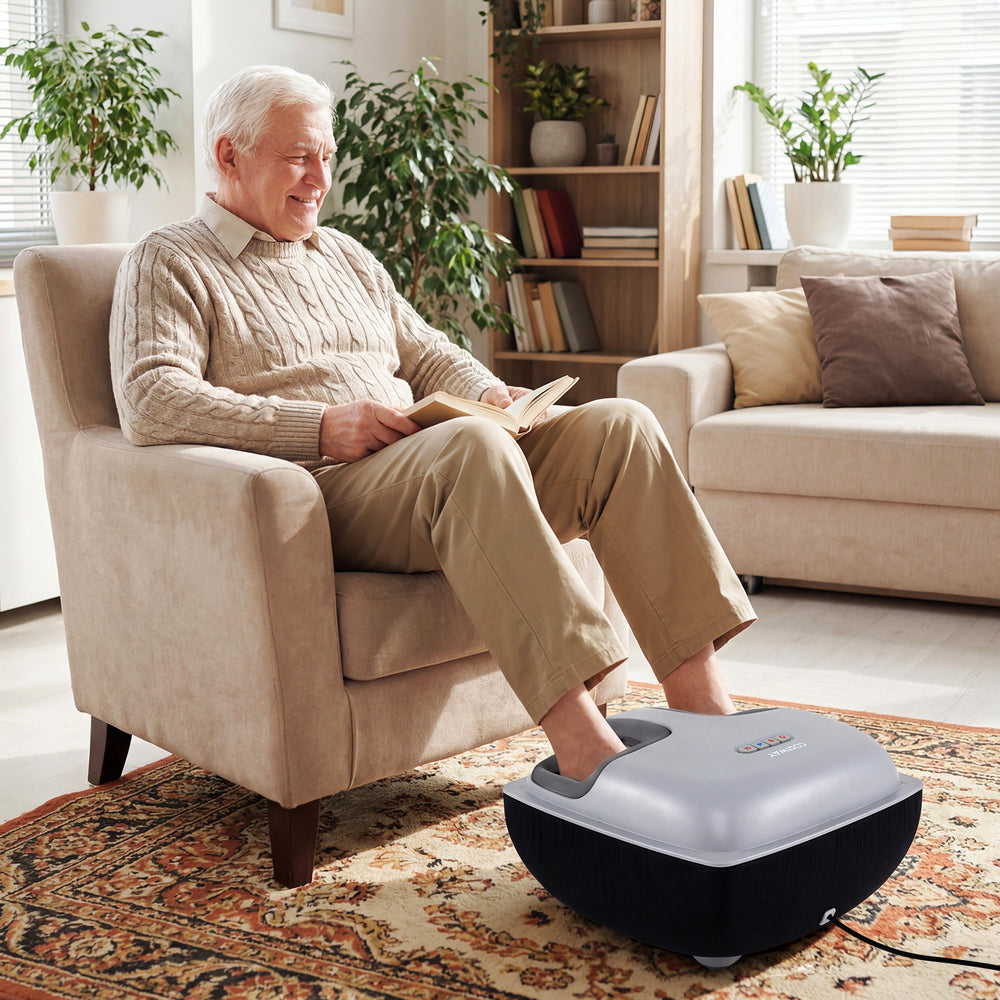 Shiatsu Foot Massager with 3-Level Deep Kneading and Air Compression-Black - Gallery View 1 of 11