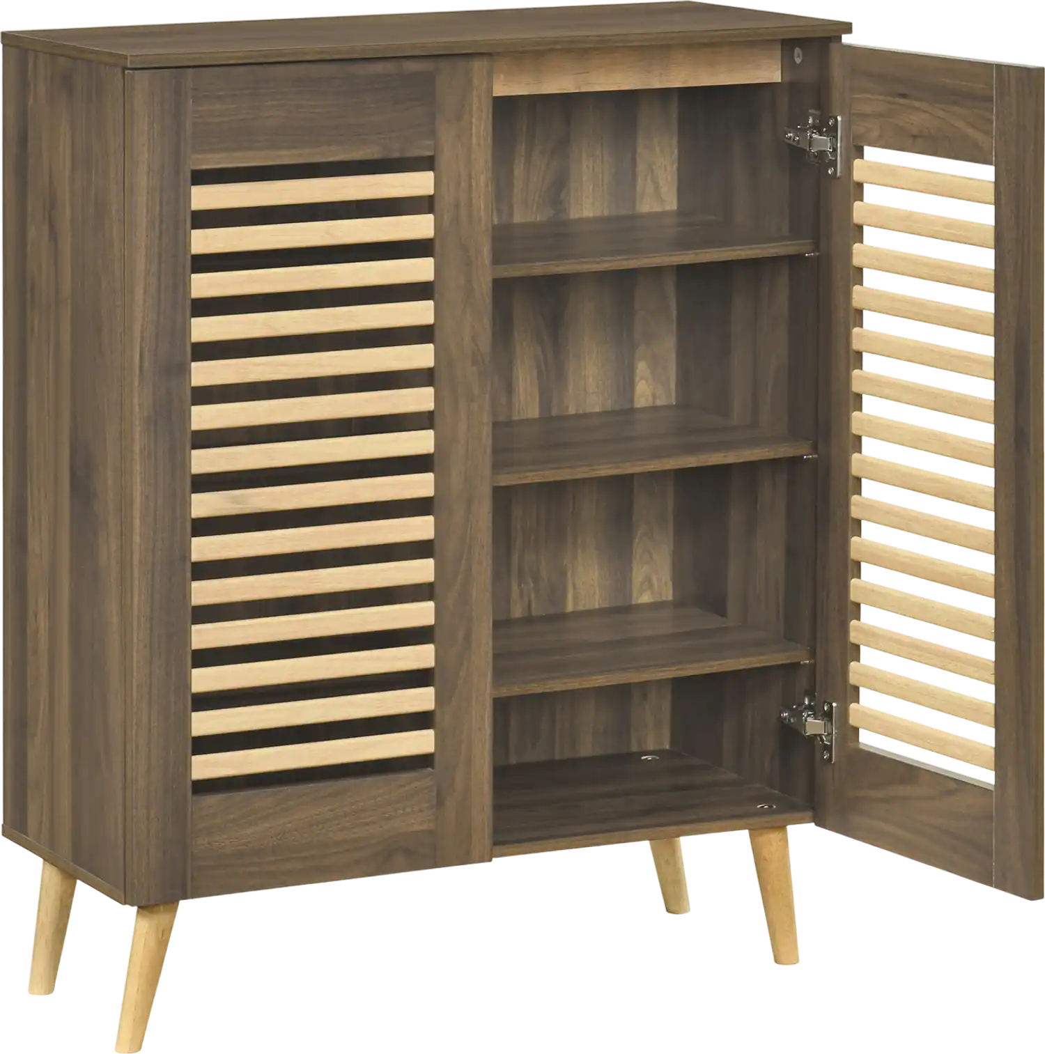 Costway Shoe Cabinet Louvered Doors Removable Shelves 89465786 New