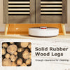 Shoe cabinet with louvered doors in walnut, featuring solid rubber wood legs for easy cleaning and three removable.