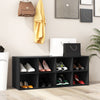 Black 8 cubbies shoe organizer with spacious top, ideal for shoe storage or as a stylish storage cabinet.