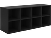 Black 8 cubbies shoe organizer with spacious top, sturdy design, ideal for hallways and living rooms.