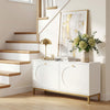 Narrow entryway bench with two spacious flip drawers, stylish knobs, and elevated metal legs for easy cleaning.