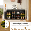 Shoe storage bench with umbrella stand featuring 10 cubbies and adjustable shelves, ideal for entryway organization.