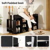 Shoe storage bench with umbrella stand, featuring a soft padded seat and 10 cubbies for organized entryway storage.