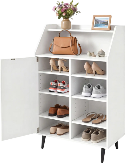 Costway Shoe Storage Cabinet 2-Tier Open Compartment 4-Tier Adjustable Shelf 82807943 New