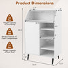 Shoe storage cabinet in white with 2-tier open compartment and 4-tier adjustable shelf, ideal for entryway organization.