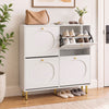 Shoe Storage Cabinet with 4 Flip Drawers and Aluminum Legs-White - Gallery View 1 of 9