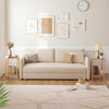 Rectangular bamboo side table featuring a slatted design and sturdy legs, ideal for stylish storage in any room.