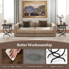 Side table with a fabric drawer and carved metal frame, featuring a rustic wood grain top for living room storage.