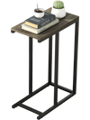C-shaped side table with oak wood grain finish and heavy-duty metal frame, perfect for tight spaces and afternoon tea.