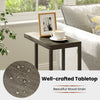 C-shaped side table with oak wood grain finish and heavy-duty metal frame, perfect for small spaces and afternoon tea.
