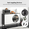 Sideboard cabinet with tempered glass doors, anti-toppling devices, and adjustable shelves for versatile storage in any.