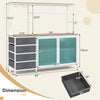 Sideboard buffet cabinet with LED lights, featuring 2-door storage, 4 fabric drawers, and wine bottle rack for.