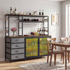 Sideboard Buffet Cabinet with LED Lights 55 inch Coffee Table with Power Outlets-Rustic Brown - Gallery View 1 of 9