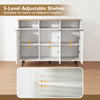 White sideboard buffet cabinet featuring 5-level adjustable shelves, ideal for versatile kitchen and living room.