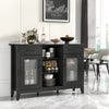 Sideboard Buffet Cabinet with 2 Drawers and 4 Adjustable Shelves-Black - Gallery View 1 of 10