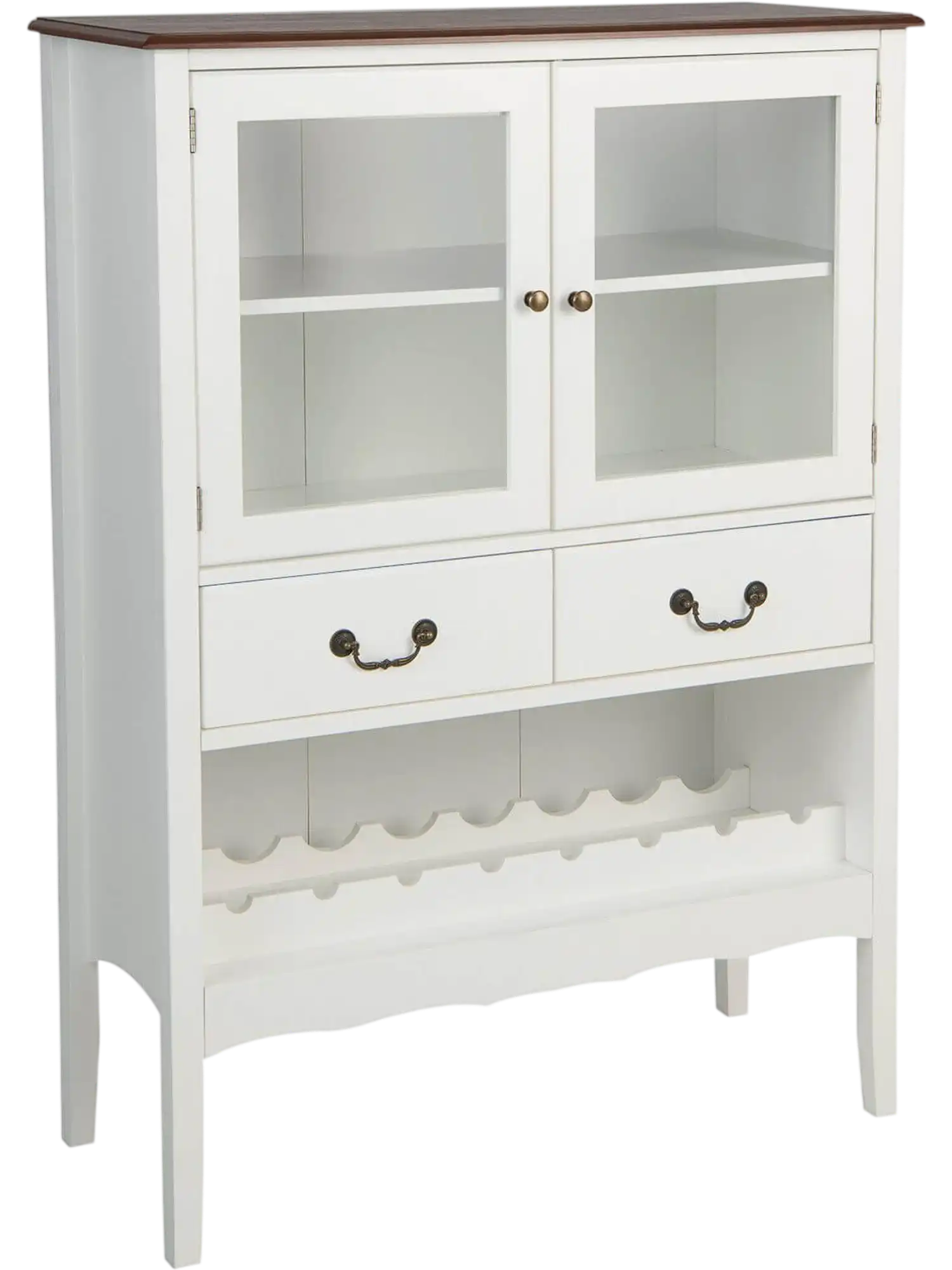 Costway Sideboard Buffet Cabinet 2 Tempered Glass Doors White 42683197 New