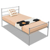 Twin size metal bed frame in silver with headboard, sturdy steel construction, and under-bed storage for organization.
