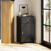 Single Door Bathroom Cabinet with Adjustable Shelf and Drawer-Black - Gallery View 1 of 10